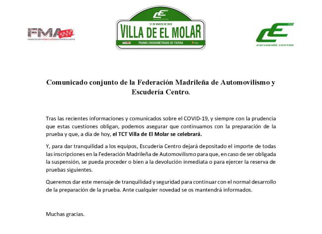 Comunicado TCT El Molar FMA-EC