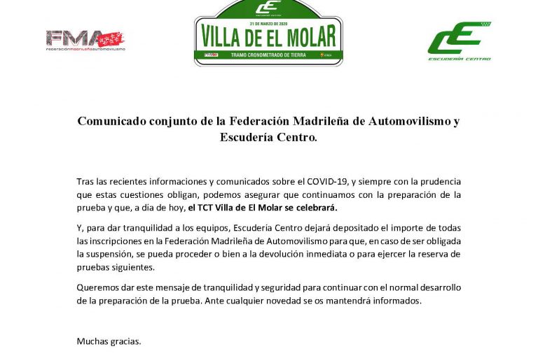 Comunicado TCT El Molar FMA-EC
